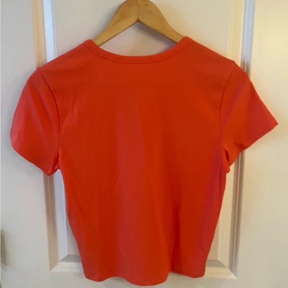 NWOT Athleta Signature Rib Crop Tee | Orange Haze | Size Medium - Picture 9 of 9